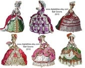 Marie Antoinette Ball Gown Paper Dolls Digital Download Versailles