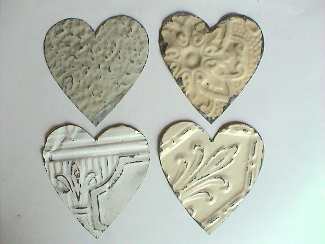 Genuine Antique Ceiling Tin Heart Shapes for crafts