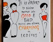 Oscar Wilde, literary, witty quote, hand-painted on a ceramic wall tile