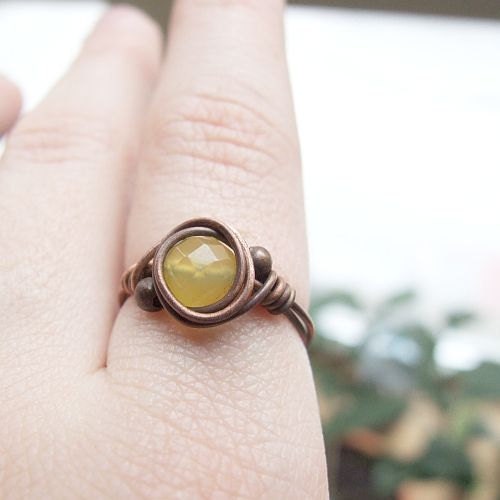petite primula veris ring - lovely hand made copper ring with lovely yellow eye