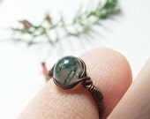 petite mountain forest ring - lovely hand made copper ring with mossy agat