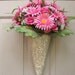 Spring Wreath, Door Wreath Alternative, Floral Wreath, Outdoor Wreath, Pink Wreath, Door Pocket with Pink Daisies, Roses, Pip Berries