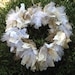 Wedding Decoration, Fabric Wreath, Ribbon Wreath, Cottage Chic, Wedding Decor, White Wreath, Rustic Heart Fabric Ribbon and Burlap Wreath