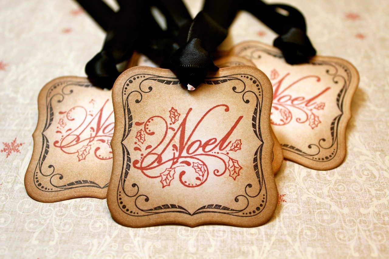 Vintage Inspired Holiday Gift Tags - Noel - Set of 5