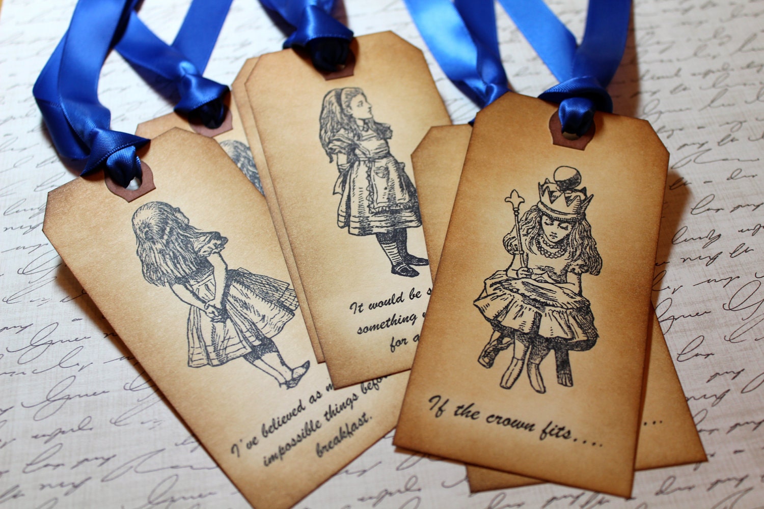 Alice in Wonderland Vintage Inspired Tags - Alice with Quotes - Set of 6