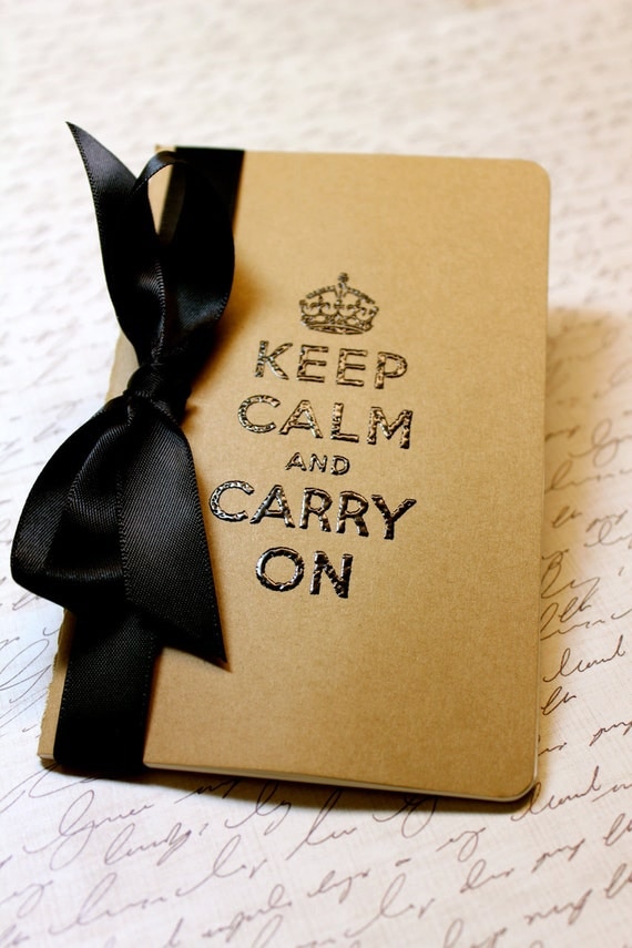 Embossed Moleskine Journal / Notebook / Cashier - Keep Calm and Carry On