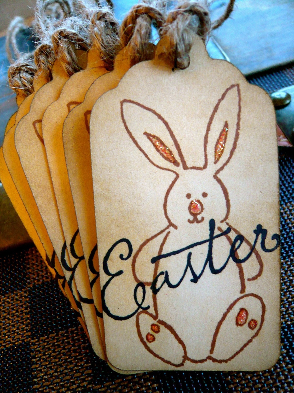 Vintage Inspired Tags - Easter Bunny - Set of 5