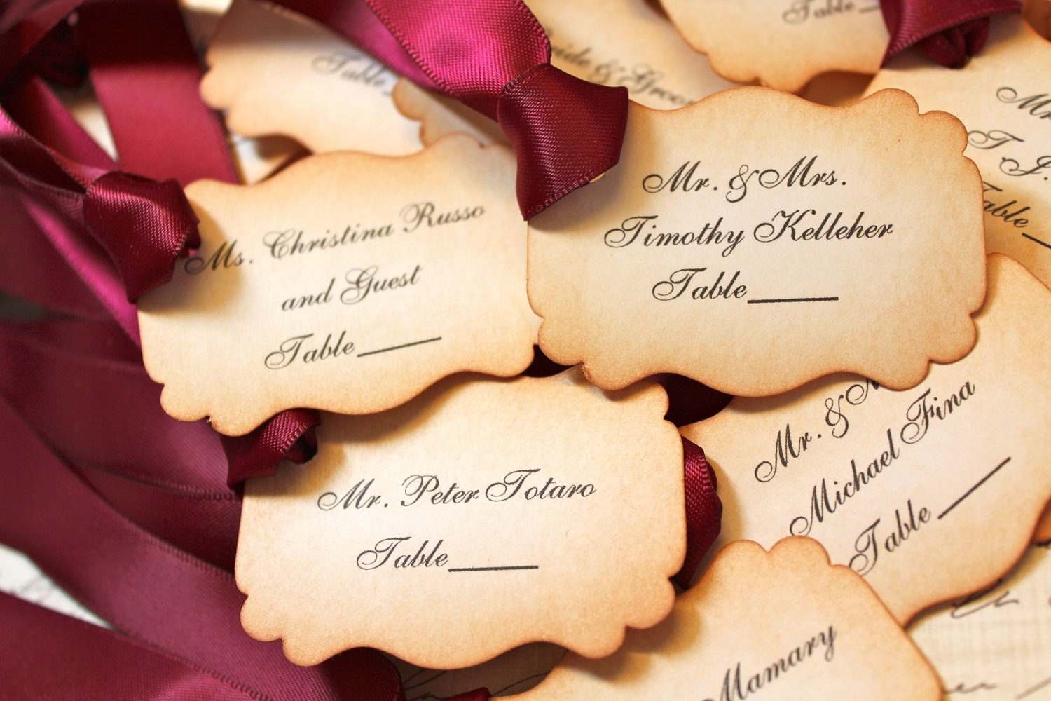 RESERVED FOR JAMIE - Vintage Inspired Escort Place Card Tags