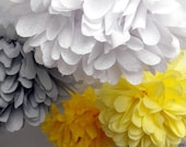 Tissue pom poms ... 5 paper pompoms ... When skies are grey