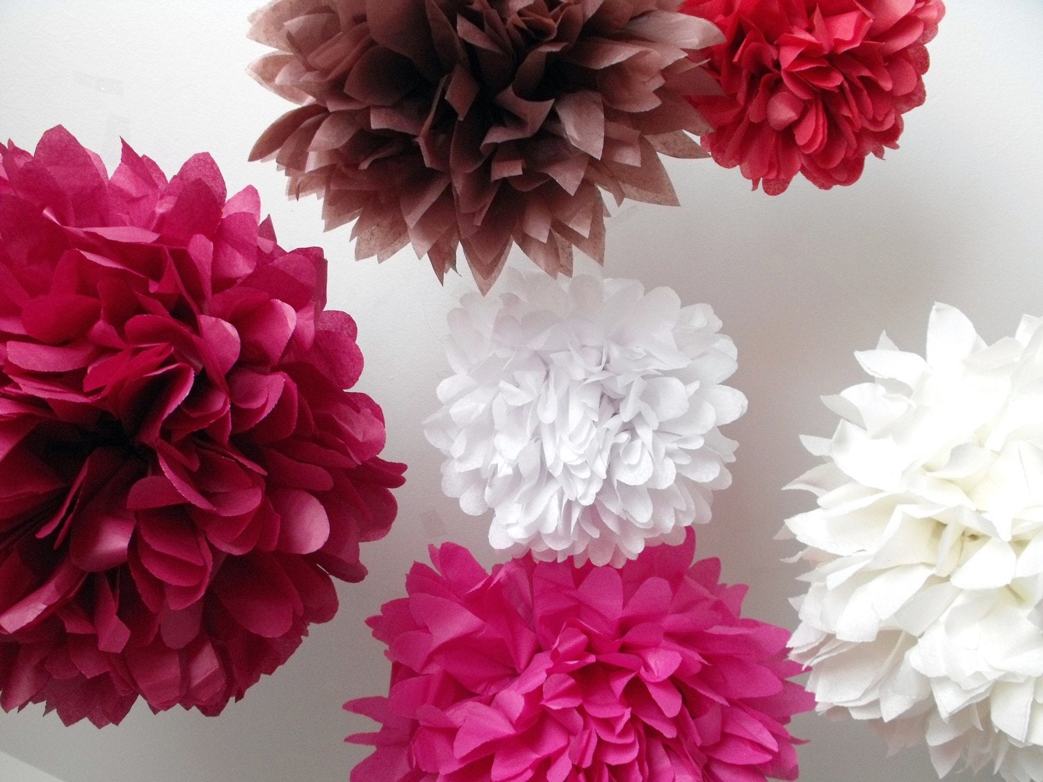 Tissue paper pompom kit ... Flushed ... 6 Tissue Paper Pompom Flowers - DIY Kit Il_570xn
