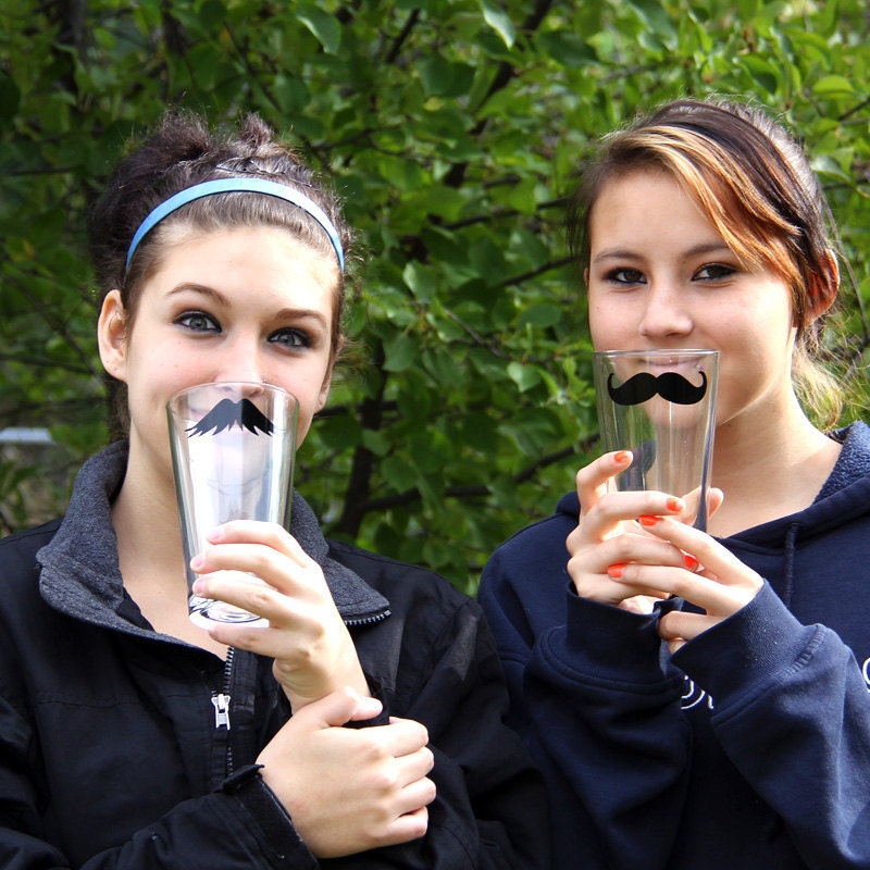 Mustache Drinking Glass - Fun Drinking Glassware Bar Ware- 4 Piece Set - MustacheGlass