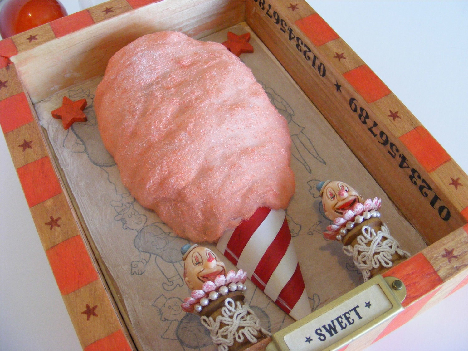 Cotton Candy Carnival Fun - Mixed Media Assemblage in Peach