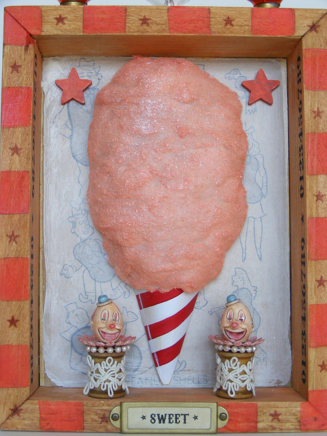 Cotton Candy Carnival Fun - Mixed Media Assemblage in Peach