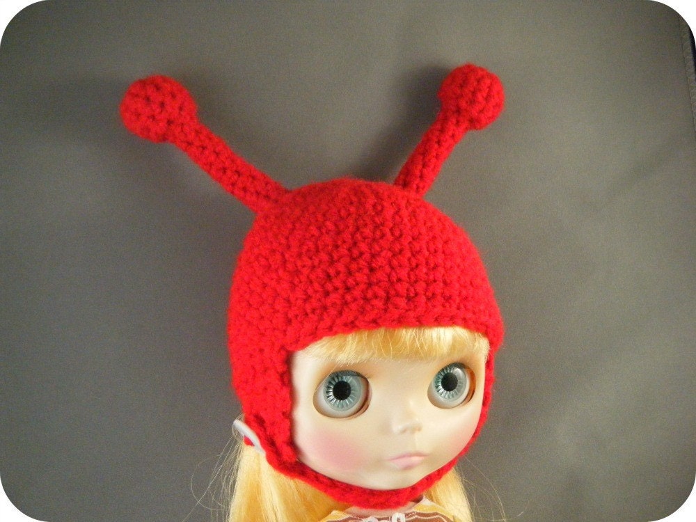 Red Alien Helmet for Blythe- Ready to Ship