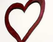 Pink HEART shabby chic wall art 20" wide wedding sign metal heart symbol steel pink rust patina