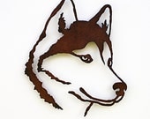 Siberian Husky wall art - 19.5" tall Husky - rusted steel dog wall art - indoor outdoor rust patina - satin sealer