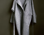 Long Demi-season Coat - Spring Melange Grey Coat - zuagag