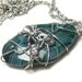 Arachnid Spider Green Striped Agate Pendant Antiqued Silver Chain Necklace Halloween