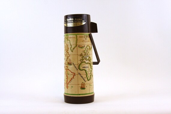 Vintage Aladdin Thermos in Wolrd Map design