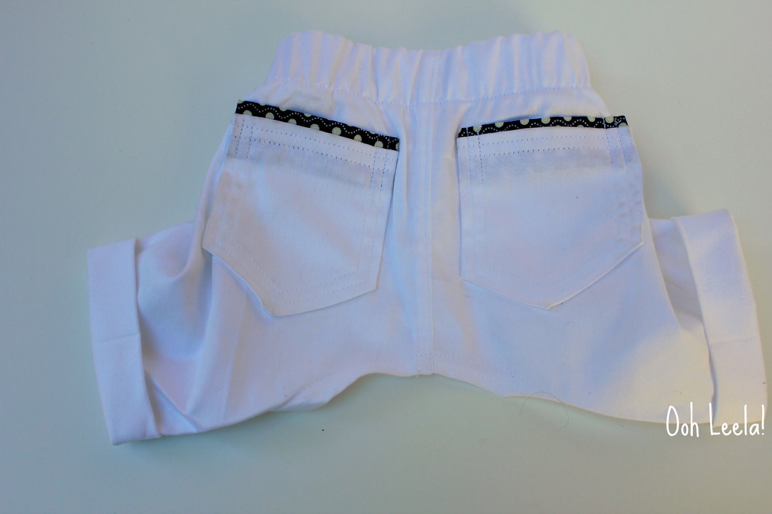 Dog bloomer shorts white and navy blue - limited edition by Ooh Leela - handmade - MEDIUM