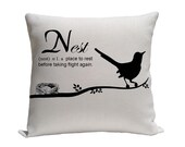 Bird on Branch Pillow Cover, Decorative Pillows, Throw Pillows, sizes 14" pillow, 16" pillow, 18" pillow, 20" pillow