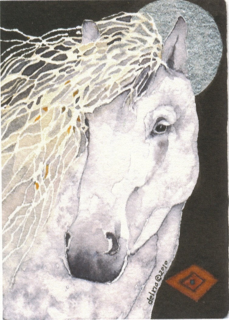 Appaloosa horse aceo CABALLO de PLATA watercolor giclee PRINT