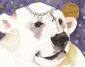Polar Bear aceo PRINT watercolor giclee CIKUG - Free Shipping