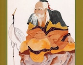 LAO TZU  greeting card watercolor spiritual saints and sages