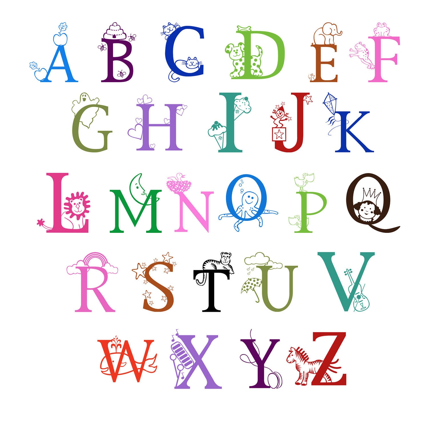 Single 11 inch Letter Alphabet vinyl wall stickers by kisvinyl