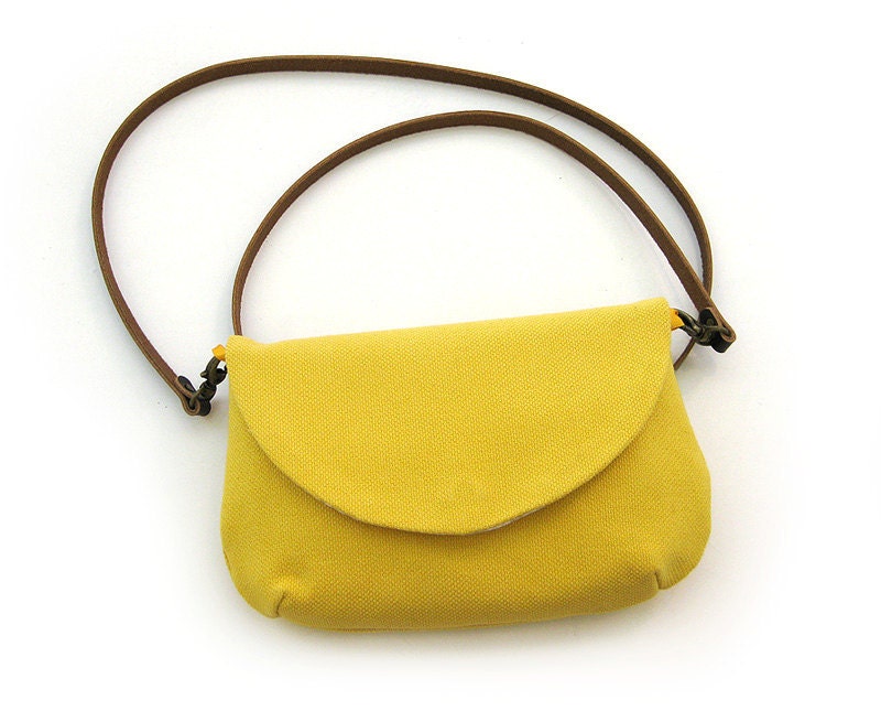 Long Leather Strap Fabric Purse