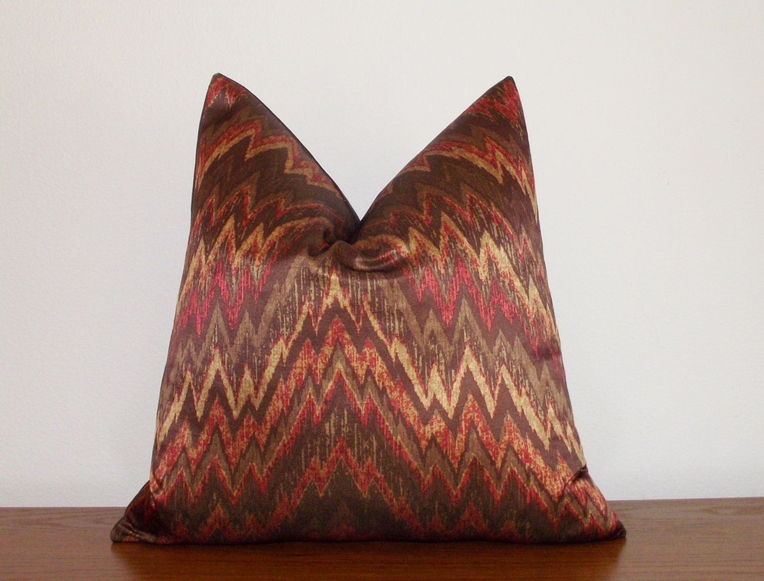 SALE- Decorative Pillow Cover- Ikat - Brown-Bronze - 18x18"