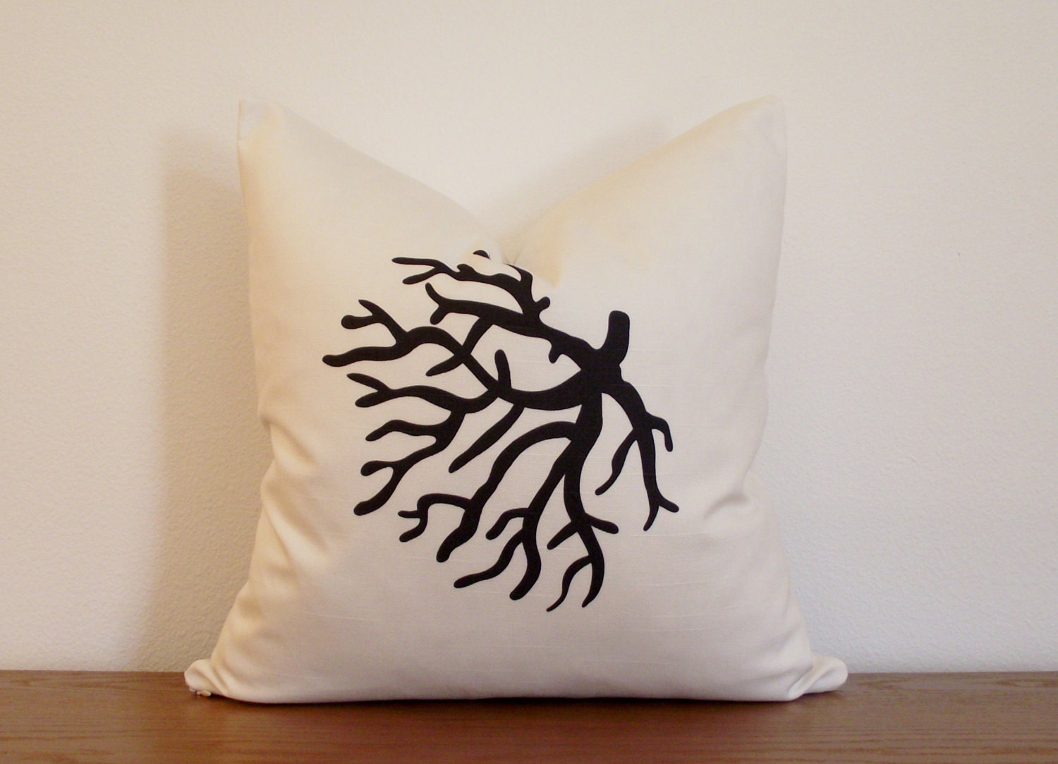 SALE- Decorative Pillow Cover- Texture Coral- White- Charcoal- 18x18 inches