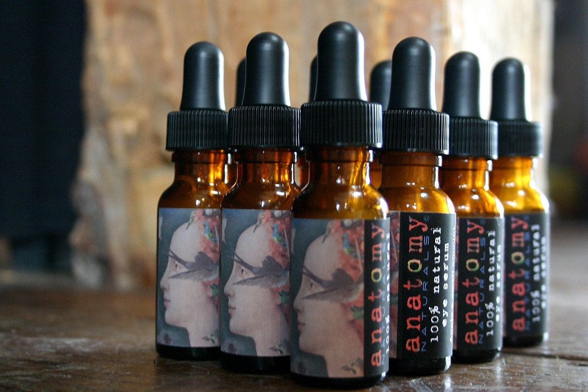 Natural eye serum, gluten free, unisex skin care, anti-aging, moisturizing, with nourishing oils, honey, glycerine, beeswax, vitamin e