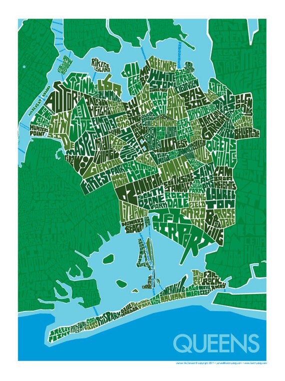 Items similar to Queens Neighborhood Type Map on Etsy