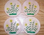 Hand Tooled Floral Leather Coaster Set