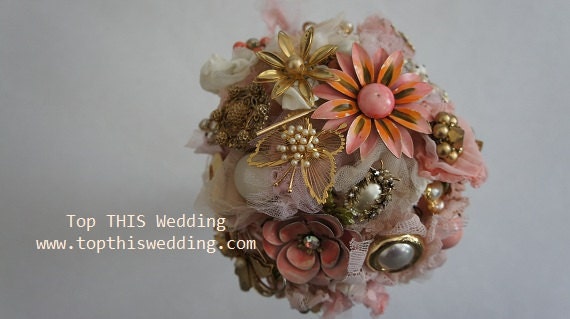 Brooch Bouquet with fabric - Made to Order Large Bouquet