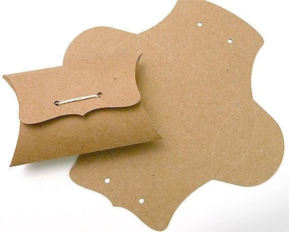 Small Pillow Box, recycled Kraft or choice of colors, 12 wedding favor boxes, DIY jewelry packaging, gift box
