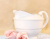 Vintage Creamer in Cottage White and Platinum by Harmony House Mary pattern