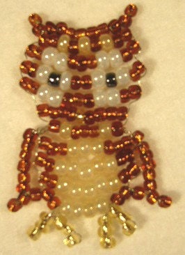 Brown Tweet-to-Woo Owl - Fully Hand Beaded Brooch