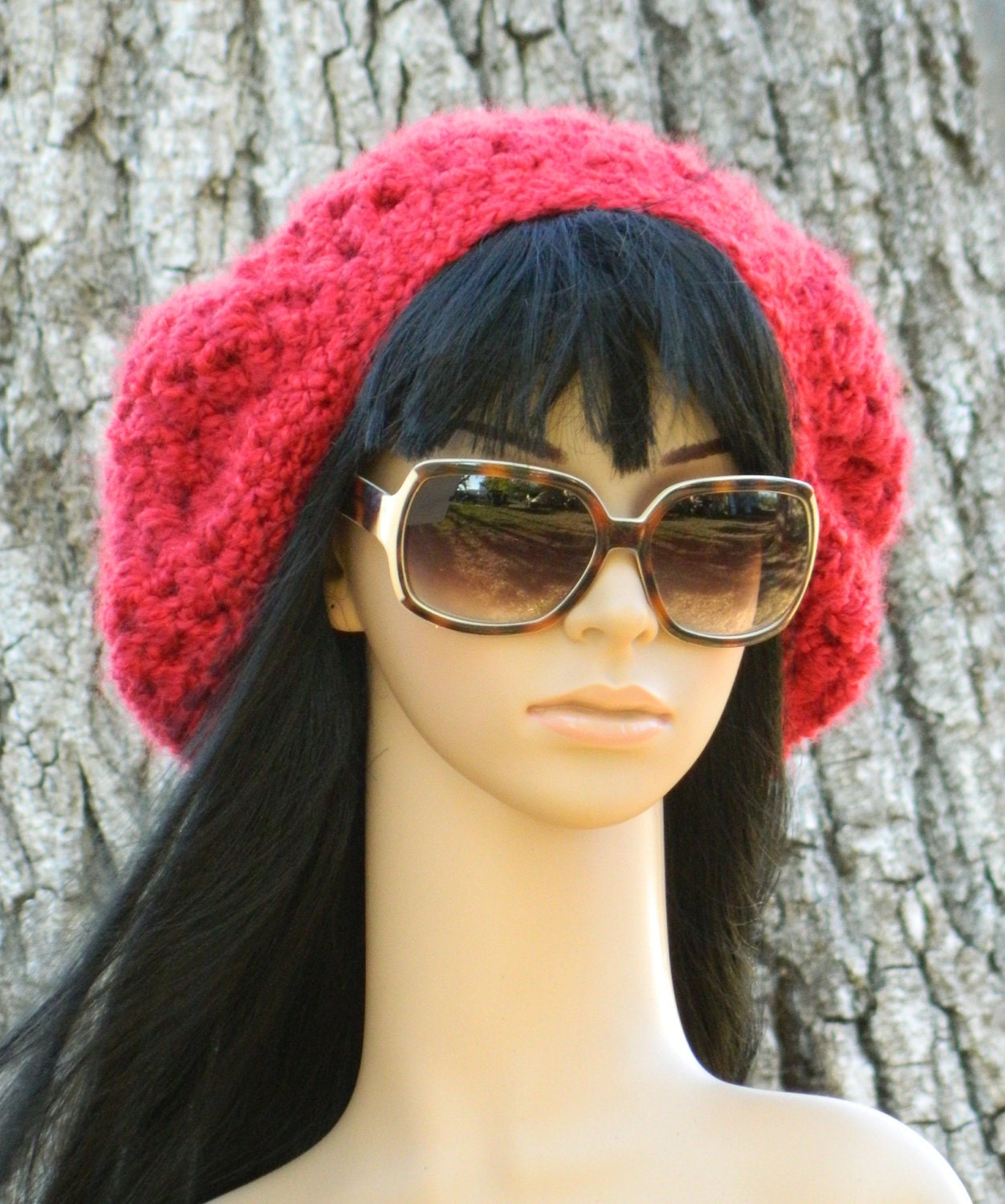Beret  Slouchy Boho Winter Fashion Stylish Tam  For Women And Teens In Red