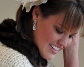 Alabastar & Ivory  Feather Flower Bridal Fascinator with Vintage Crystal Center