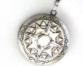Steampunk - COMPASS LOCKET - Pendant - Necklace - Antique Silver - Neo Victorian - By GlazedBlackCherry