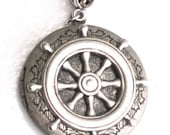 Nautical - SHIPS WHEEL LOCKET - Pendant - Necklace - Steampunk - Antique Silver - Neo Victorian - By GlazedBlackCherry
