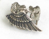 Steampunk - GUARDIAN ANGEL Winged RING - Beautiful Vintage Design - Antique Silver Filigree Setting - Neo Victorian - By GlazedBlackCherry