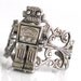 Steampunk MR ROBOT Ring - Antique Silver - Filigree Setting - Miniture Toy Robot - Retro - Geekery - By GlazedBlackCherry