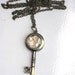 Steampunk - SKELETON KEY - Pendant Necklace - Jeweled Watch Movement - Gears and Cogs - Antique Brass - Neo Victorian - By GlazedBlackCherry