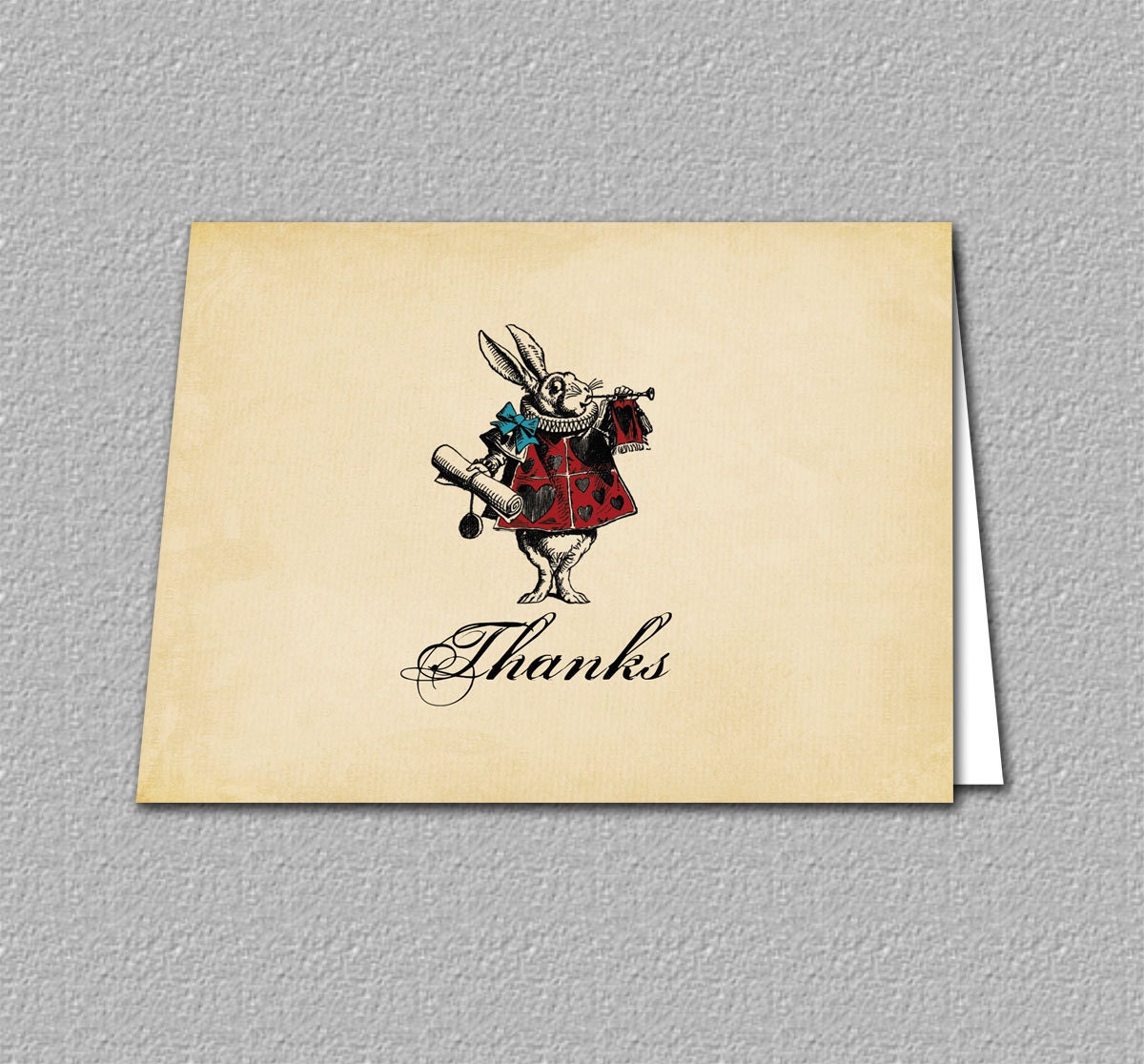 White Rabbit Thank You Card, Alice in Wonderland  Thank You Card