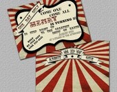 Printable Vintage Carnival Invitation or Circus Invitation, Monogrammed, Invite