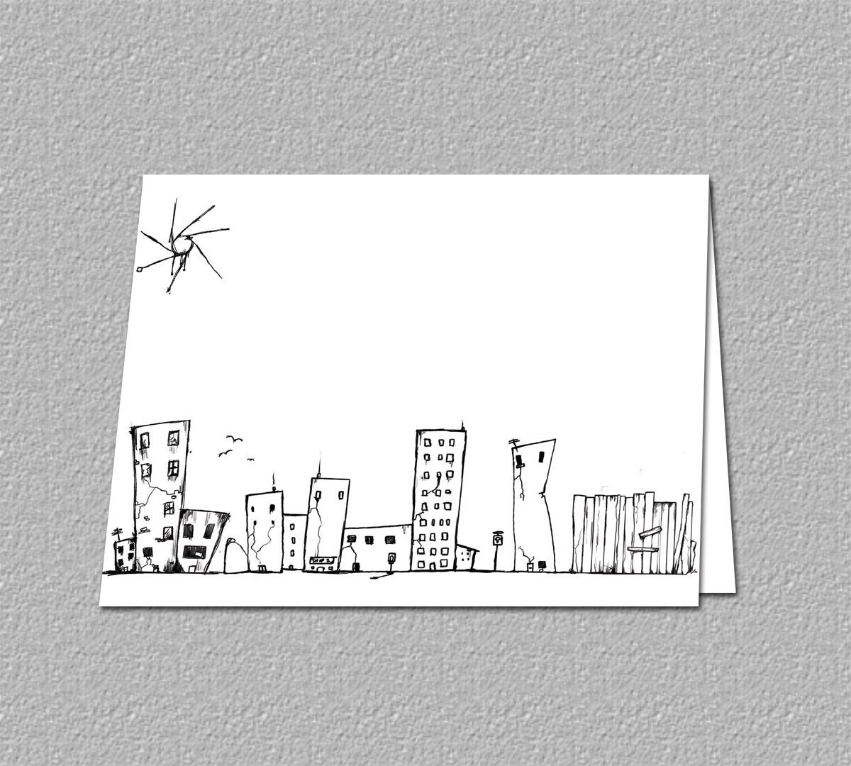 Urban Note Card, Urban Thank You Card Set, City, Decay