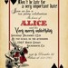 Playing Card Alice in Wonderland Invitation Bridal Shower or Birthday Invitation, Printable, Invite
